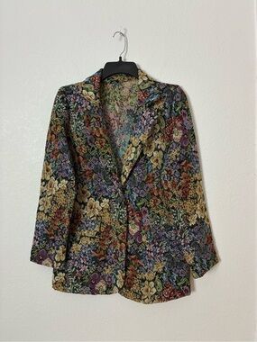 LISHLY Floral Tapestry Woven Blazer Jacket Cottagecore XS US 2